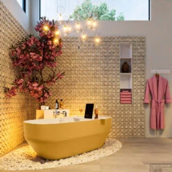 STONE Vrijstaand Bad 170x75cm Kleur Ocher / Talc -Winkel Voor Badkamerdouchebenodigdheden stone 4 00014