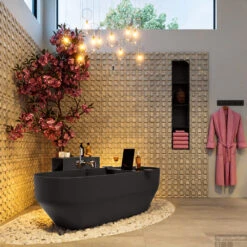 STONE Vrijstaand Bad 170x75cm Kleur Dark Grey / Dark Grey -Winkel Voor Badkamerdouchebenodigdheden stone 4 00022