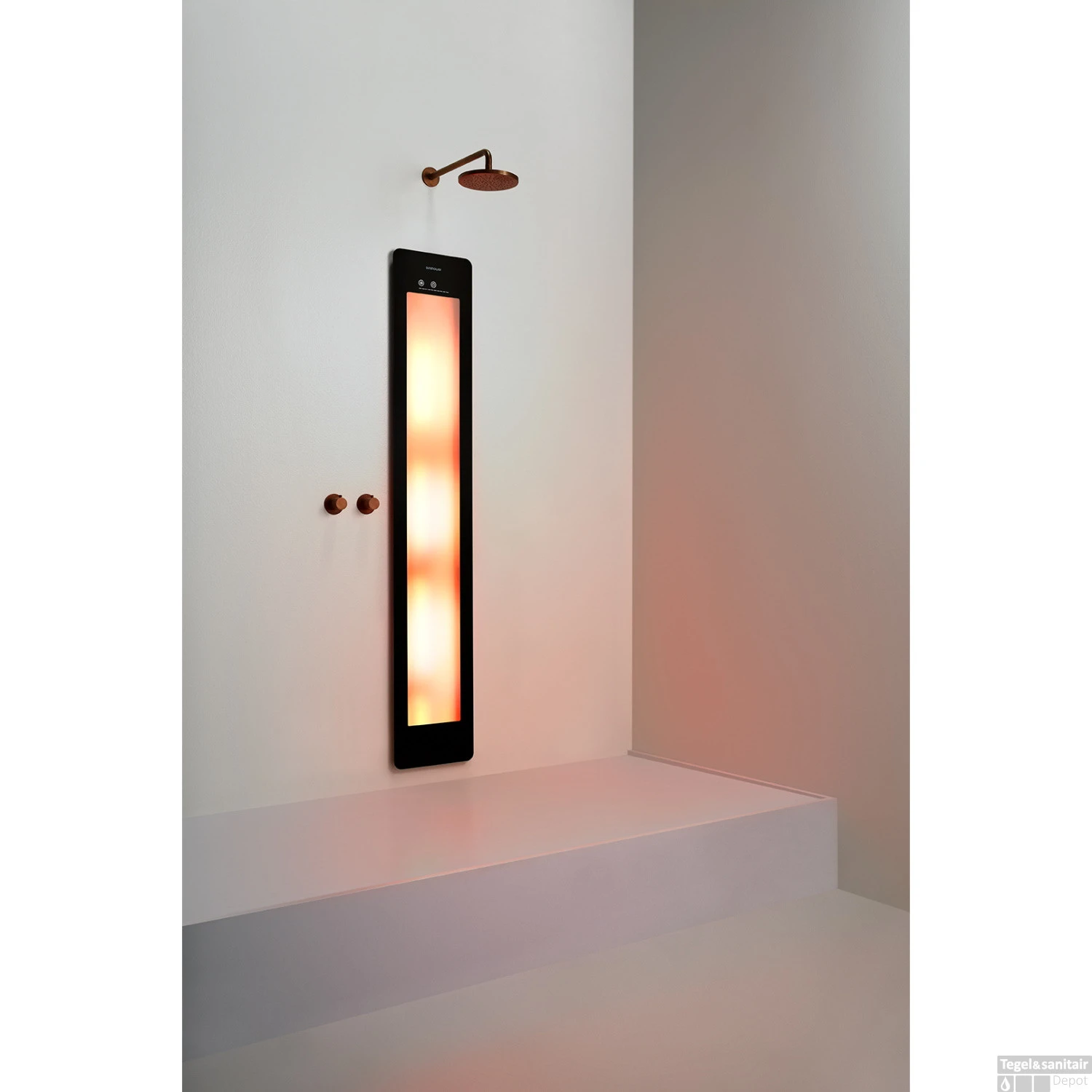 Sunshower Plus L Round Infrarood En UV-licht 185x33 Cm Inbouw - Opbouw Vlak Of Hoek Black 4 Sunshower Plus L Round Infrarood En UV-licht 185x33 Cm Inbouw - Opbouw Vlak Of Hoek Black - Afbeelding 4