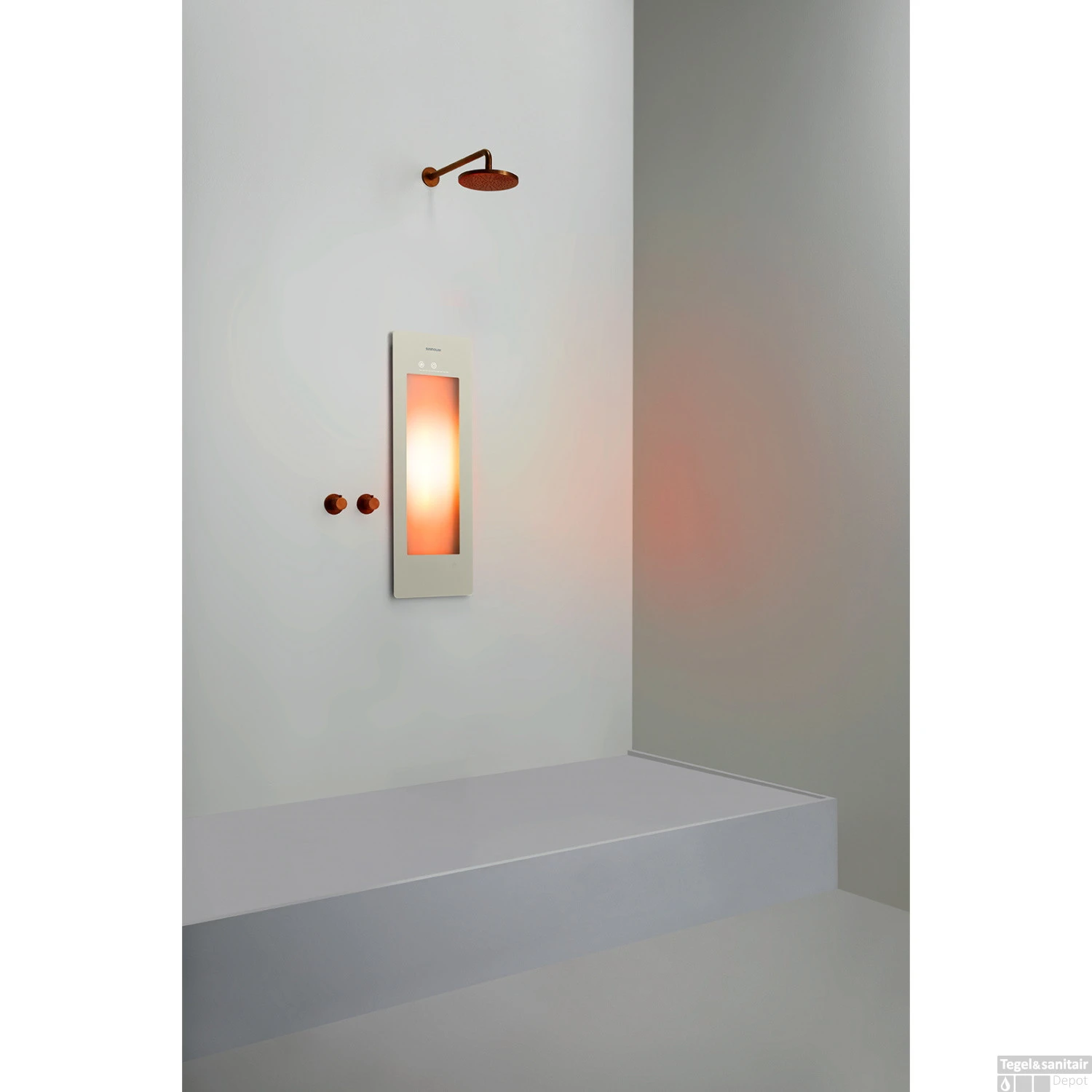 Sunshower Plus S Round Infrarood En UV-licht 95x33 Cm Inbouw - Opbouw Vlak Of Hoek Sand White 4 Sunshower Plus S Round Infrarood En UV-licht 95x33 Cm Inbouw - Opbouw Vlak Of Hoek Sand White - Afbeelding 4