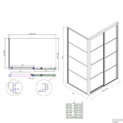 Douchecabine Boss & Wessing Frame Met Schuifdeur En Vaste Wand Rechts Helder Glas 140x200 Cm Mat Zwart -Winkel Voor Badkamerdouchebenodigdheden tech 140r