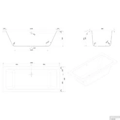 Whirlpool Boss & Wessing Dahlia Silent 2 180x80cm Enkel Systeem -Winkel Voor Badkamerdouchebenodigdheden technische tekening dahlia 180x80 tech