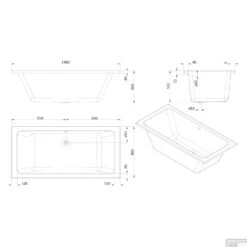 Whirlpool Boss & Wessing Dahlia Silent 3 190x90cm Dubbel Systeem -Winkel Voor Badkamerdouchebenodigdheden technische tekening dahlia 190x90 tech 4
