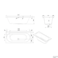 Whirlpool Boss & Wessing Urby Silent 3 180x80cm Dubbel Systeem -Winkel Voor Badkamerdouchebenodigdheden technische tekening urby 180x80 tech 4