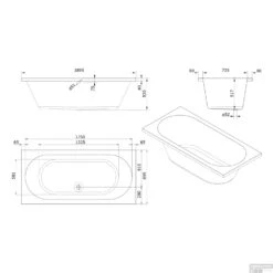 Whirlpool Boss & Wessing Urby Silent 2 190x90cm Enkel Systeem -Winkel Voor Badkamerdouchebenodigdheden technische tekening urby 190x90 tech 2