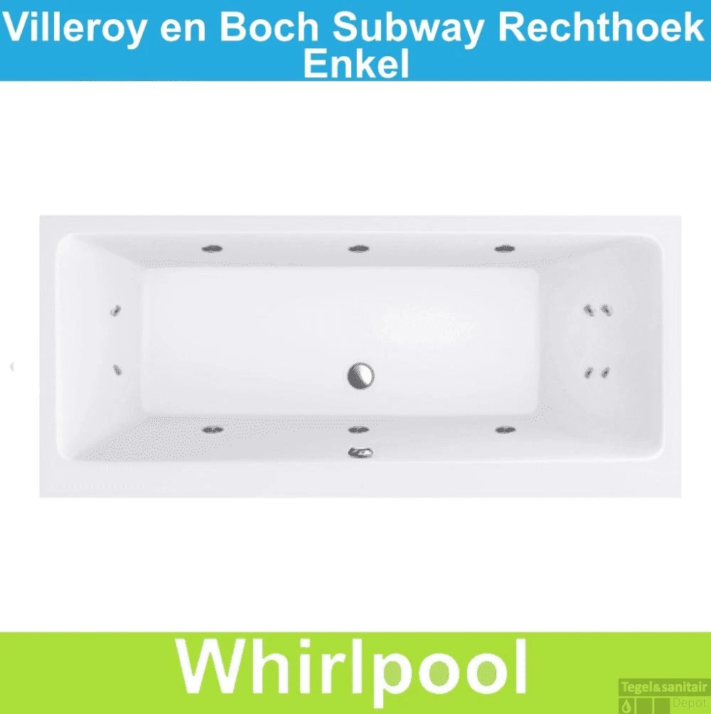 Ligbad Villeroy & Boch Subway 170x75 Cm Balboa Whirlpool Systeem Enkel 1 Ligbad Villeroy & Boch Subway 170x75 Cm Balboa Whirlpool Systeem Enkel