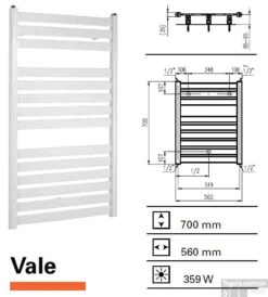 Handdoekradiator Vale 700 X 560 Mm Black Graphite