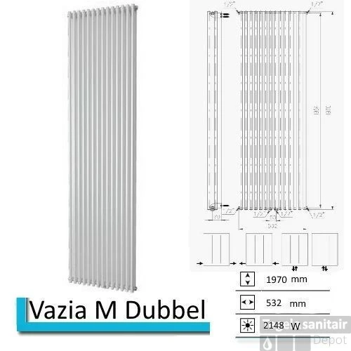 Designradiator Vazia M Dubbel 1970 X 532 Mm Pearl Grey