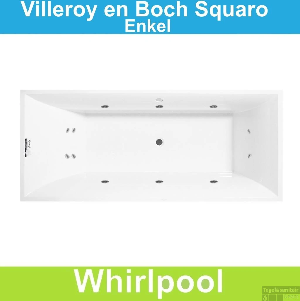 Ligbad Villeroy & Boch Squaro 170x75 Cm Balboa Whirlpool Systeem Enkel 1 Ligbad Villeroy & Boch Squaro 170x75 Cm Balboa Whirlpool Systeem Enkel