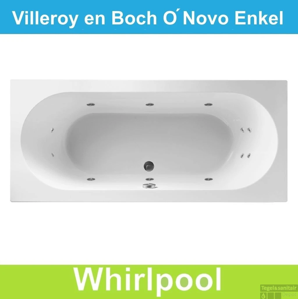 Ligbad Villeroy & Boch O.novo 180x80 Cm Balboa Whirlpool Systeem Enkel 1 Ligbad Villeroy & Boch O.novo 180x80 Cm Balboa Whirlpool Systeem Enkel