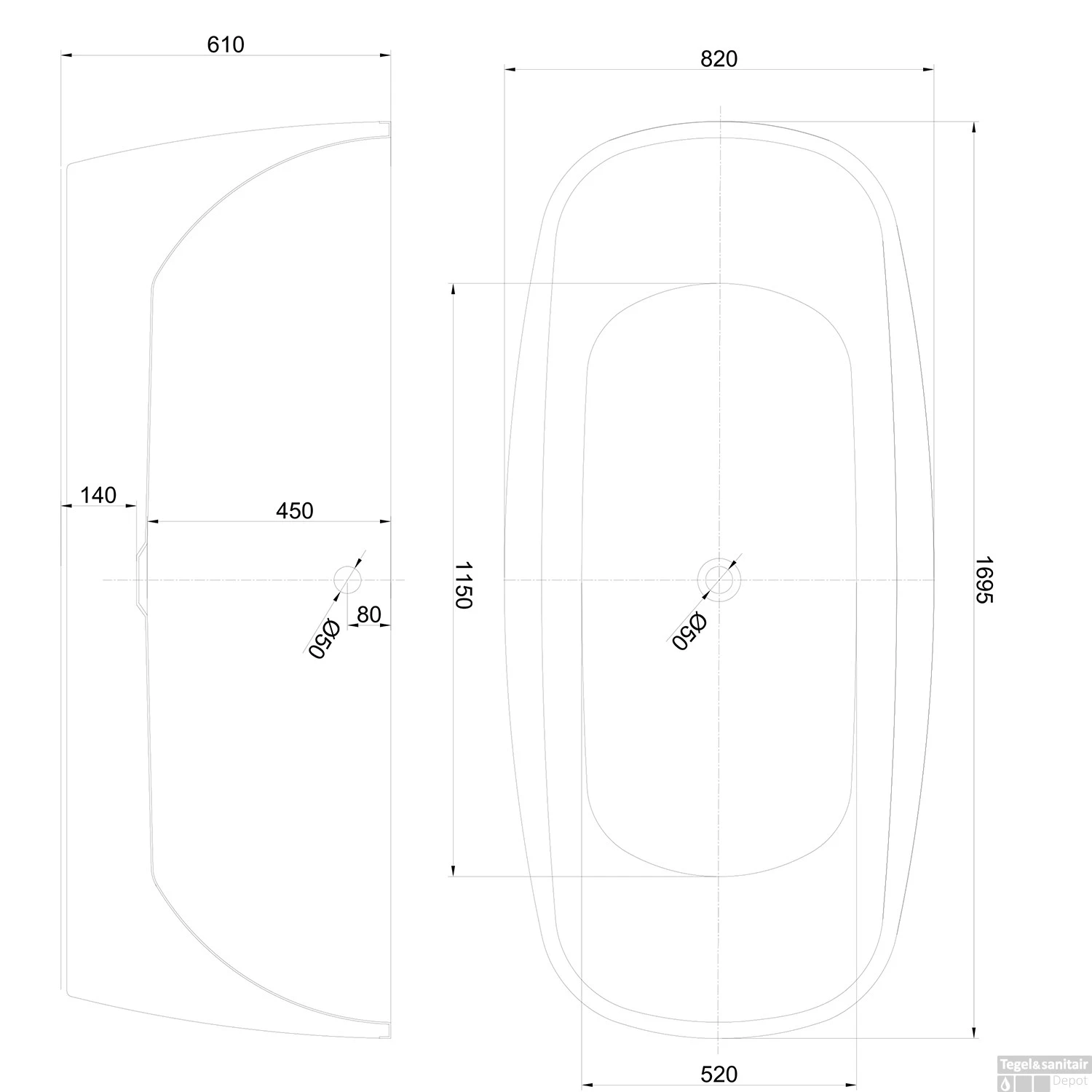 Vrijstaand Ligbad Boss & Wessing Eloise 170x80x57 Cm Met Badwaste Acryl Wit 6 Vrijstaand Ligbad Boss & Wessing Eloise 170x80x57 Cm Met Badwaste Acryl Wit - Afbeelding 6