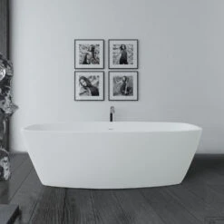 Vrijstaand Bad Crosstone Solid Surface 175x78x55 Cm Mat Wit