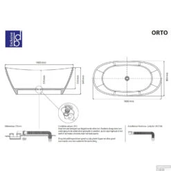 Vrijstaand Bad Best Design Orto 180x85x64 Cm Solid Surface Mat Wit -Winkel Voor Badkamerdouchebenodigdheden vrijstaand ligbad best design orto tech