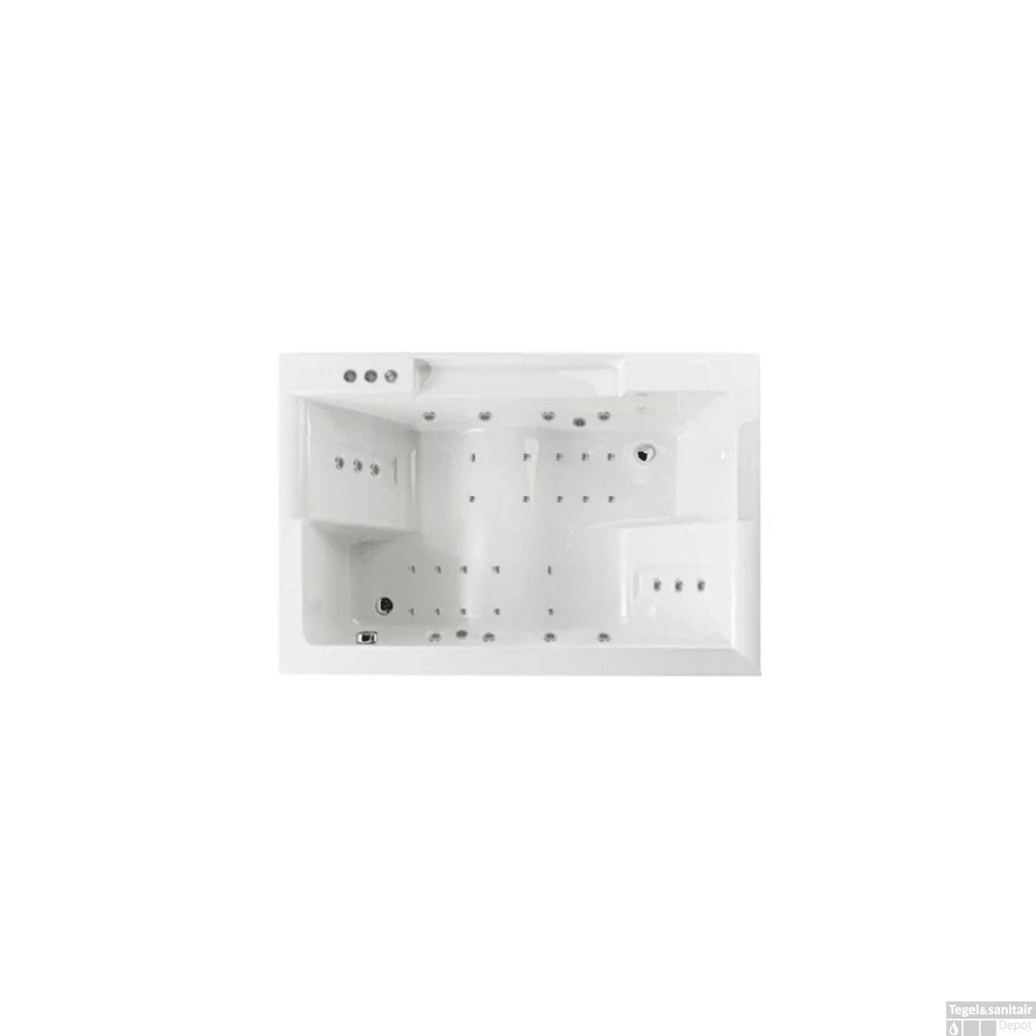 Whirlpool Sanindusa Twospace 180x120 Cm Met Hydropomp Blower En Pneumatische Bediening Glans Wit