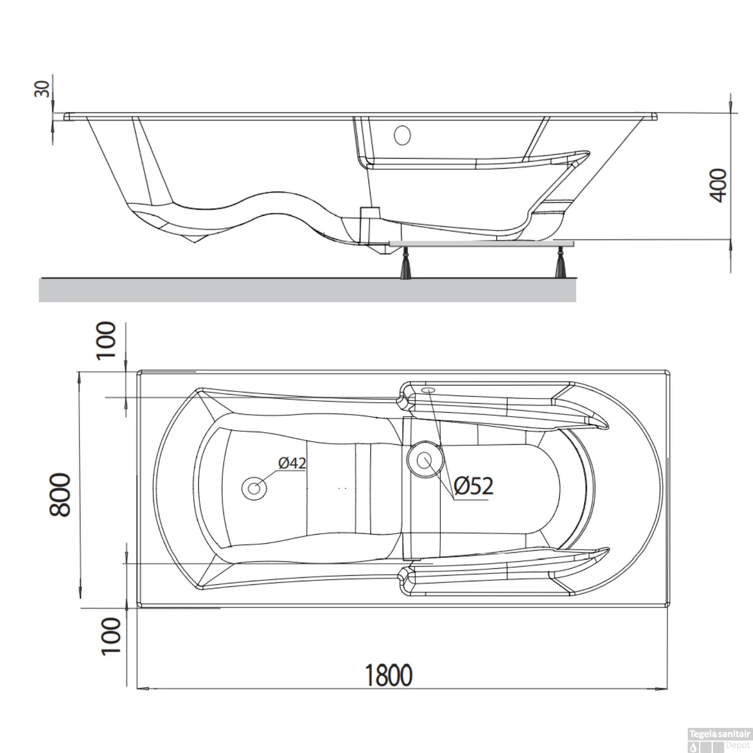 Whirlpoolbad Allibert Moovance Essentia 180x80x53 Cm Incl. Poten Wit 5 Whirlpoolbad Allibert Moovance Essentia 180x80x53 Cm Incl. Poten Wit - Afbeelding 5