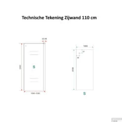 BWS Douchecabine Softclose 2.0 120x110 Cm Met Nisdeur En Zijwand 8mm Aluminium NANO Coating -Winkel Voor Badkamerdouchebenodigdheden zijwand 110 tech 1