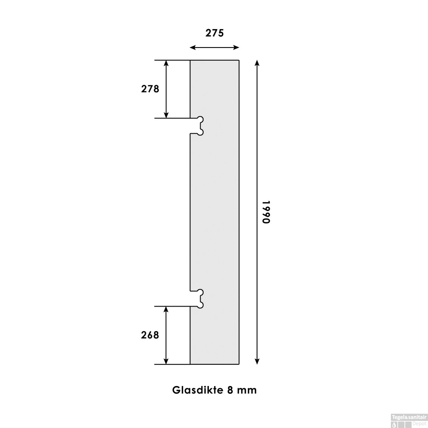 Zijwand Draaibaar Profielloos Just Creating DZ1 30 Cm Zonder Beslag Omkeerbaar Helder Glas - Afbeelding 2