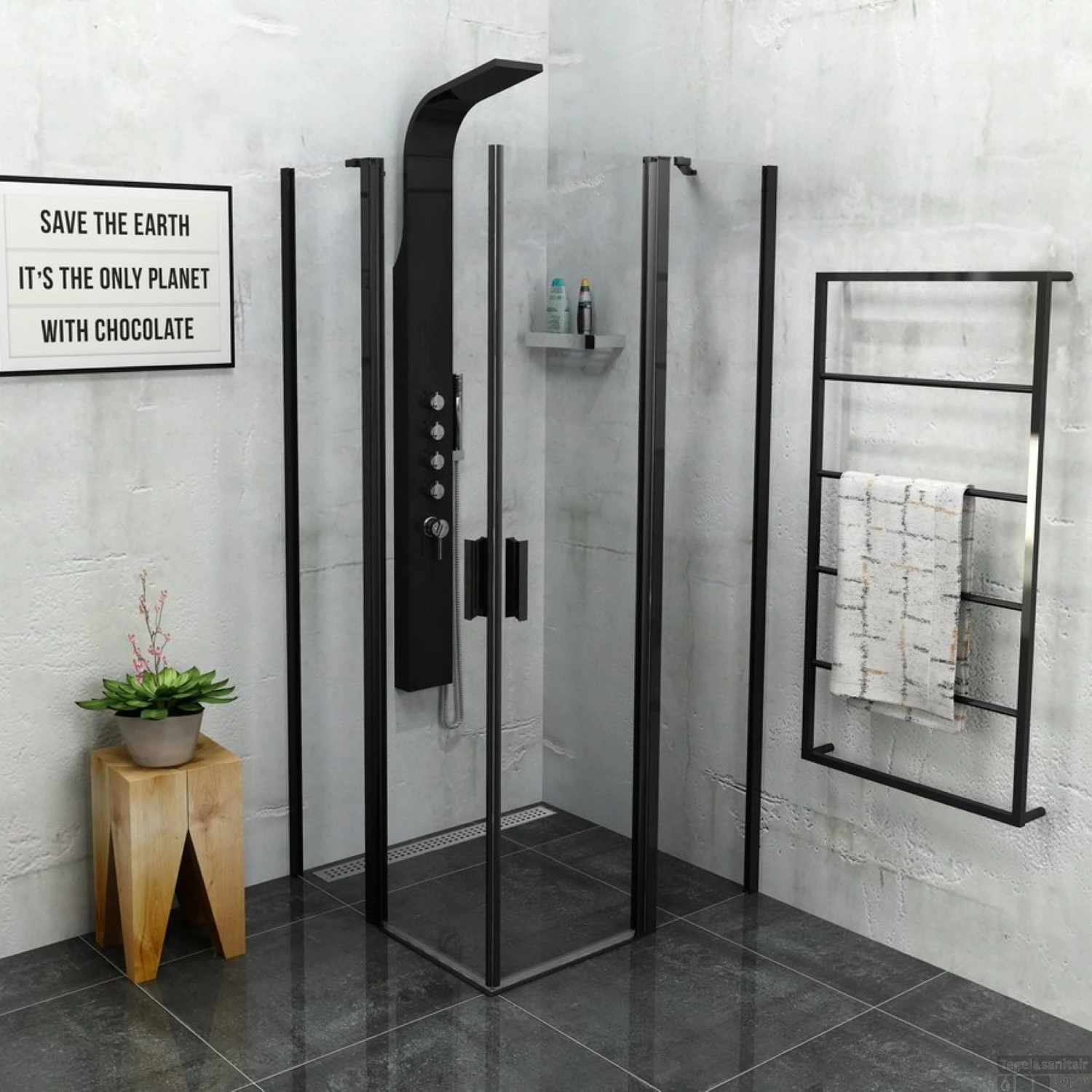 Douchecabine Sapho Zoom Line Black Draaideur 90x90 Cm 6 Mm Gecoat Glas Mat Zwart 1 Douchecabine Sapho Zoom Line Black Draaideur 90x90 Cm 6 Mm Gecoat Glas Mat Zwart